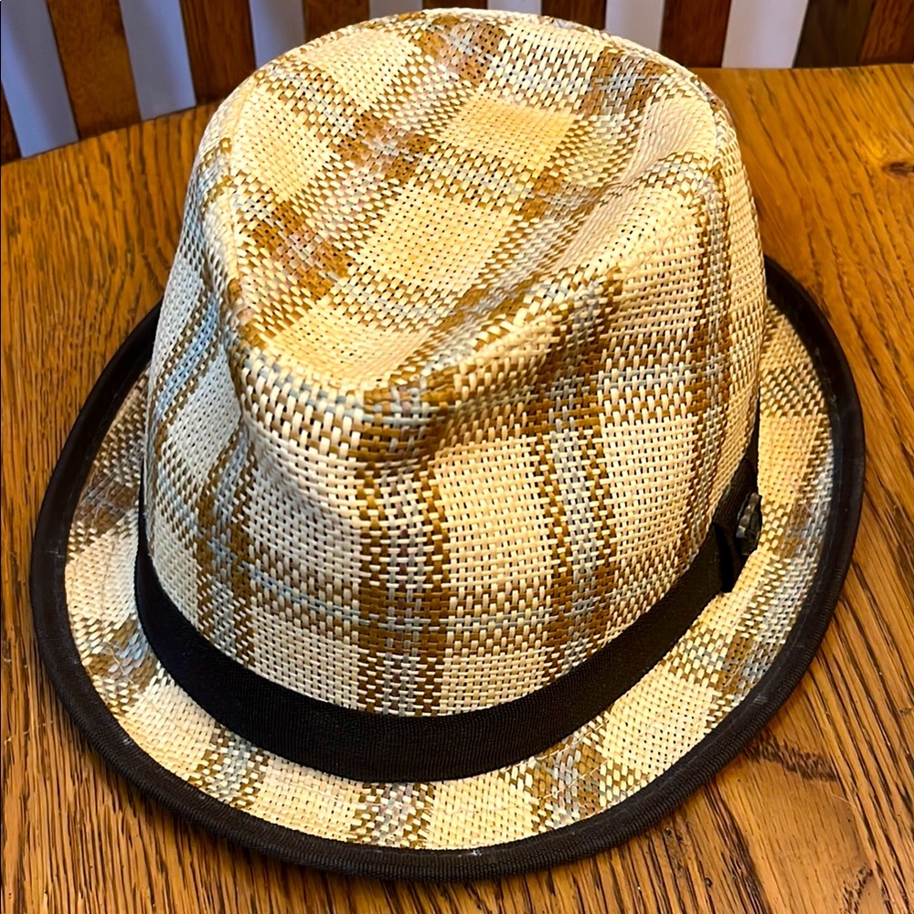 Plaid Fedora Hat with Black Band
